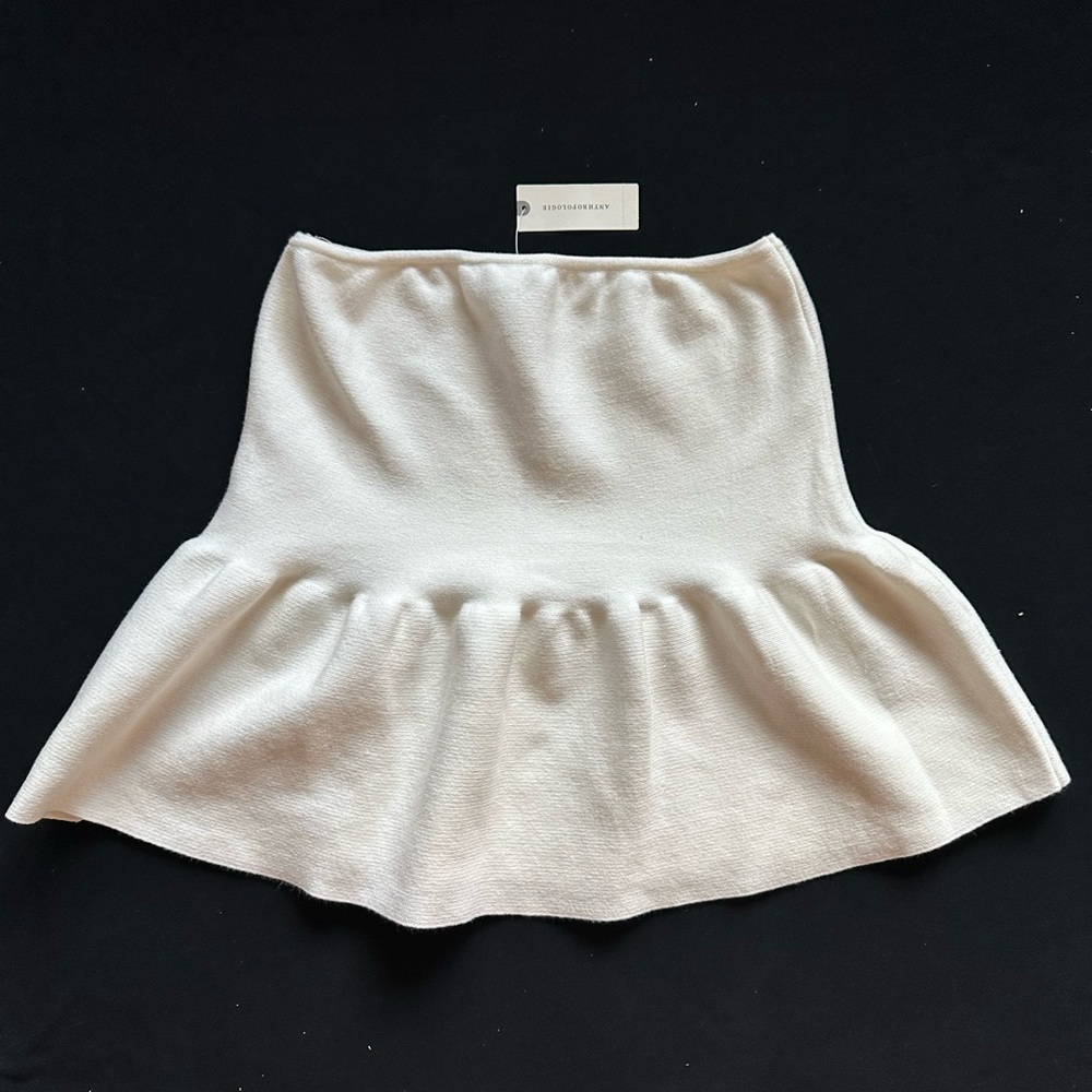 NWT Anthropologie Ivory Strapless Knit Peplum Tube top - Picture 4 of 11
